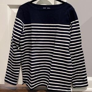 Muji Blue and White Long Sleeve Tee Nautical Stripes